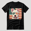 Wheaten Terrier Patriotic US Flag T-Shirt - Cute Dog Sunglasses Shirt