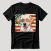 Labrador Retriever Patriotic US Flag T-Shirt - Cute Dog Sunglasses Shirt