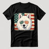 Samoyed Patriotic US Flag T-Shirt - Cute Dog Sunglasses Shirt