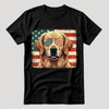 Golden Retriever Patriotic US Flag T-Shirt - Cute Dog Sunglasses Shirt
