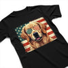 Golden Retriever Patriotic US Flag T-Shirt - Cute Dog Sunglasses Shirt