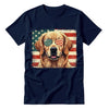 Golden Retriever Patriotic US Flag T-Shirt - Cute Dog Sunglasses Shirt