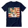 Pembroke Welsh Corgi Patriotic US Flag T-Shirt - Cute Dog Sunglasses Shirt