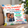To My Grandson Listen To Your Heart | Personalized Pillow Gift for Grandson Grandma