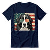 Landseer Patriotic US Flag T-Shirt - Cute Dog Sunglasses Shirt