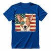 Podengo Portuguese Patriotic US Flag T-Shirt - Cute Dog Sunglasses Shirt