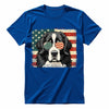 Landseer Patriotic US Flag T-Shirt - Cute Dog Sunglasses Shirt